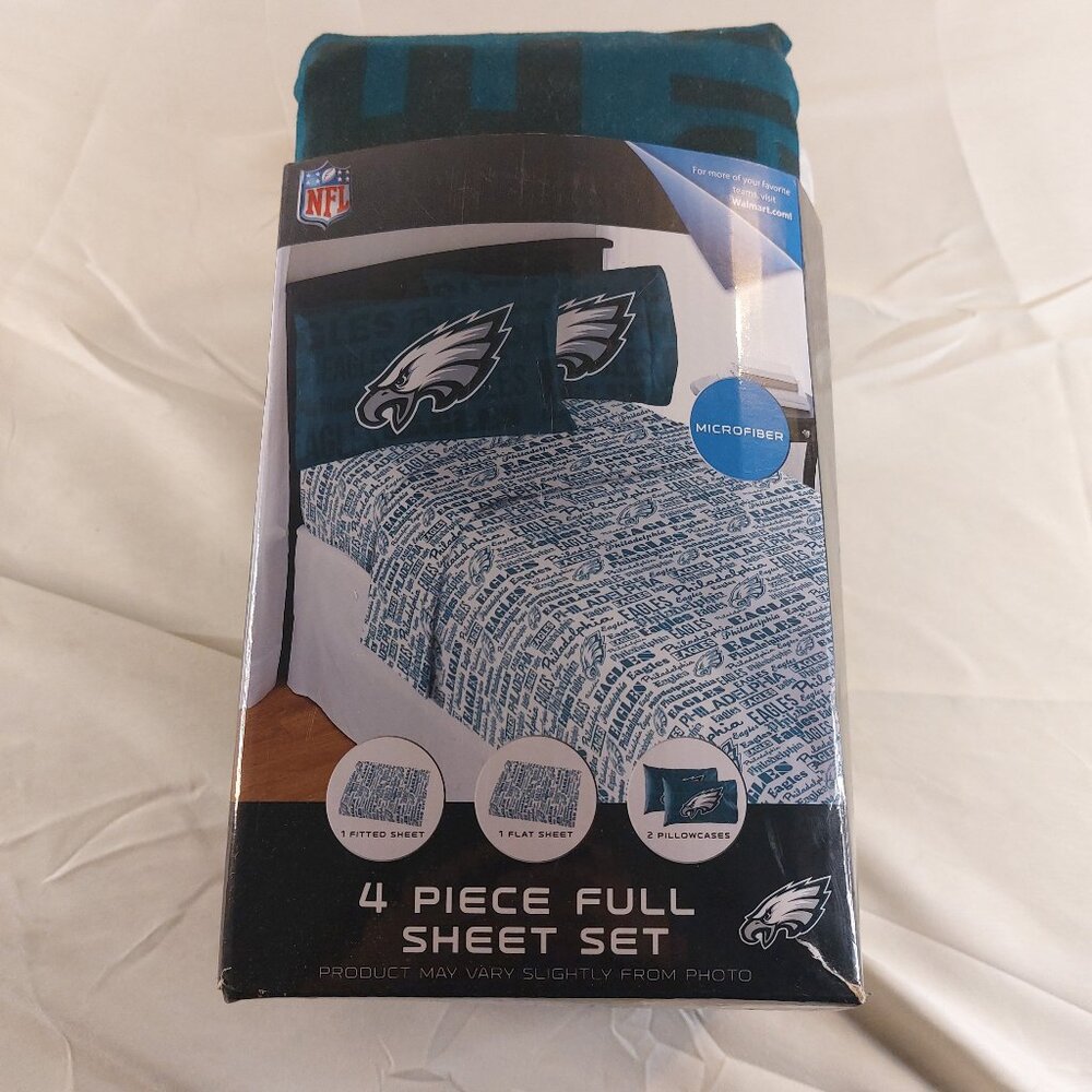 NFL Philadelphia Eagles 4 Pc Full Size Sheet Set - NEW IN PACKAGE